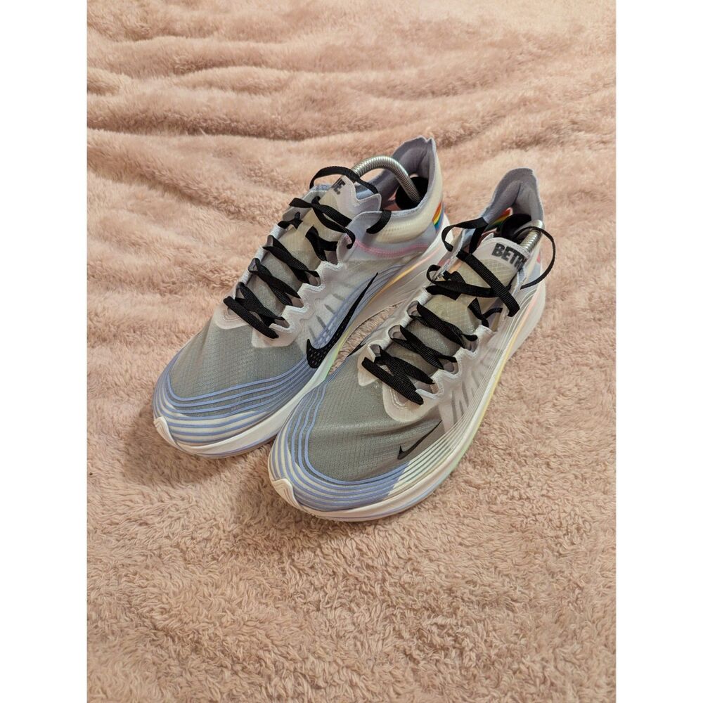 Nike Zoom Fly SP Be True Pride White Rainbow Running Shoes Men's Size 10.5